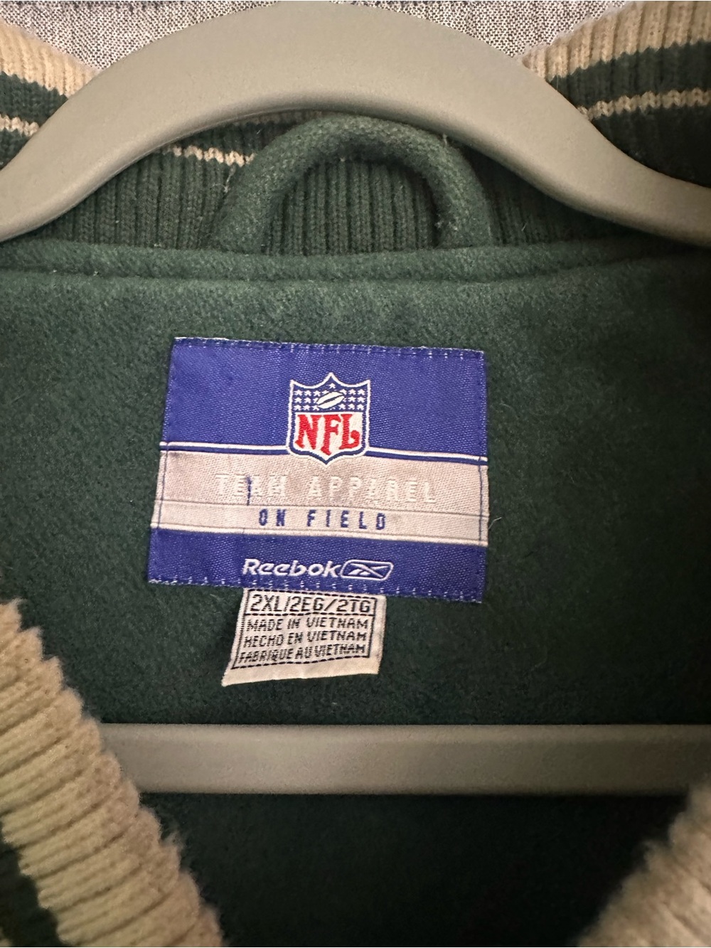 Vintage Reebok Green and Cream Green Bay Packers Varsity Jacket - Picture 4 of 6